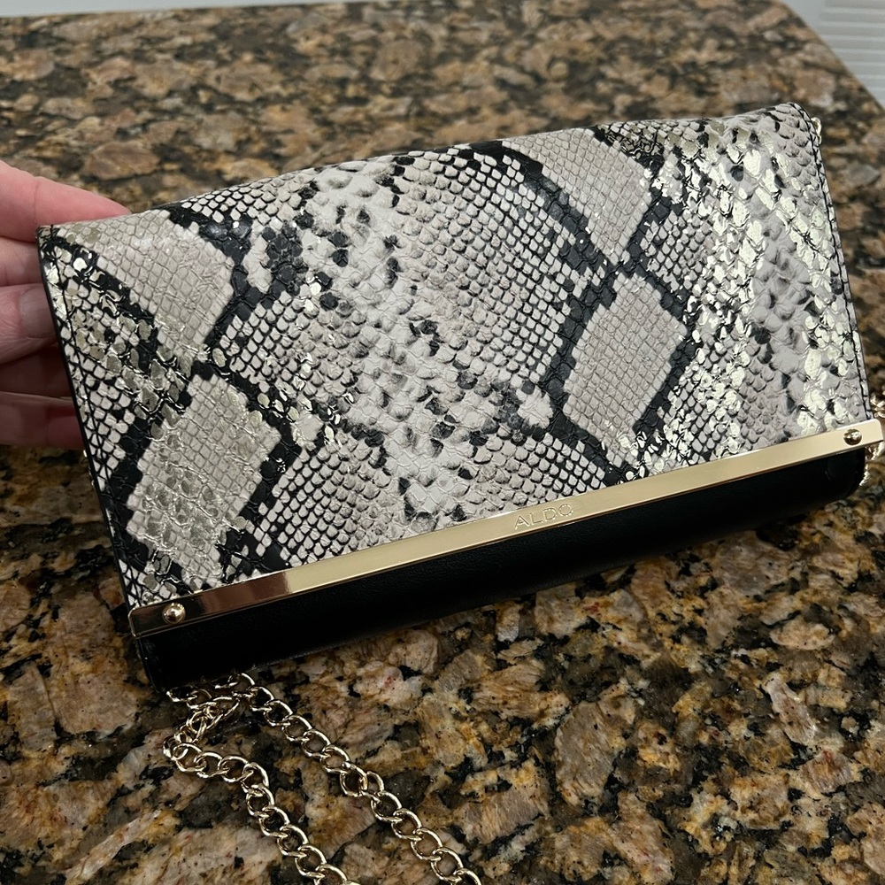 ALDO black gold chain snake women's crossbody bag